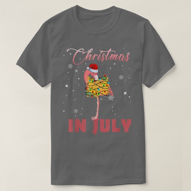 Camiseta Cute Flamingo in Santa Hat Christmas In July for W (Diseño del anverso)