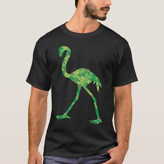 Camiseta Cute Flamingo Shamrocks Irish St Patricks Day Anim (Anverso)