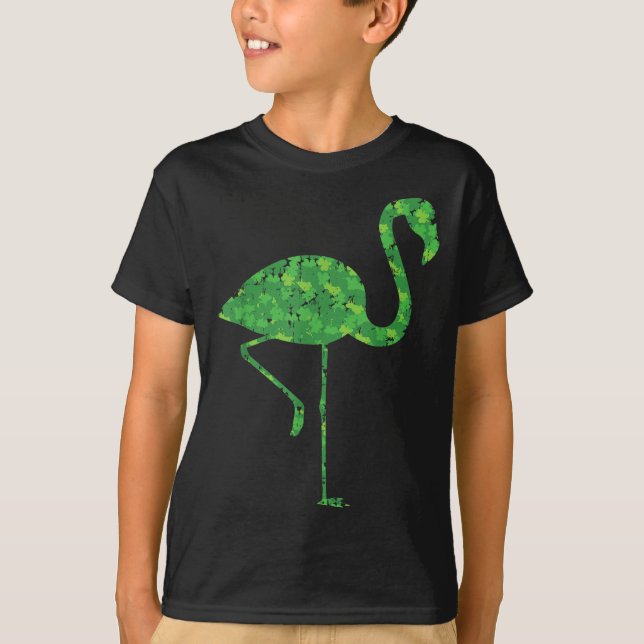 Camiseta Cute Flamingo Shamrocks Shirt St Patricks Day Anim (Anverso)