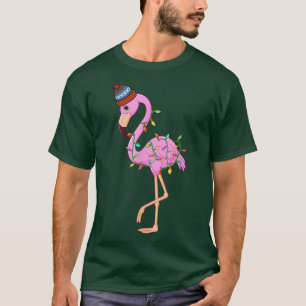 Camiseta Cute Flamingo Xmas Lights Funny Christmas Costumes