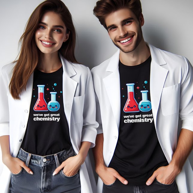 Camiseta Cute Flask & Tube que tenemos una gran química (Great Chemistry Together 1 Shirts Cover Photo)