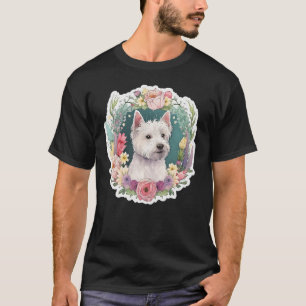 Camiseta Cute Flor verano Westie Floral West Highland Whi
