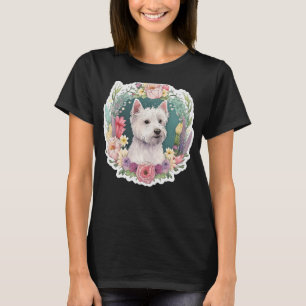 Camiseta Cute Flor verano Westie Floral West Highland Whi