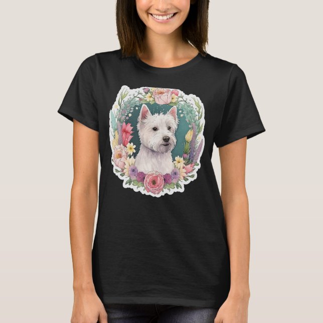 Camiseta Cute Flor verano Westie Floral West Highland Whi (Anverso)