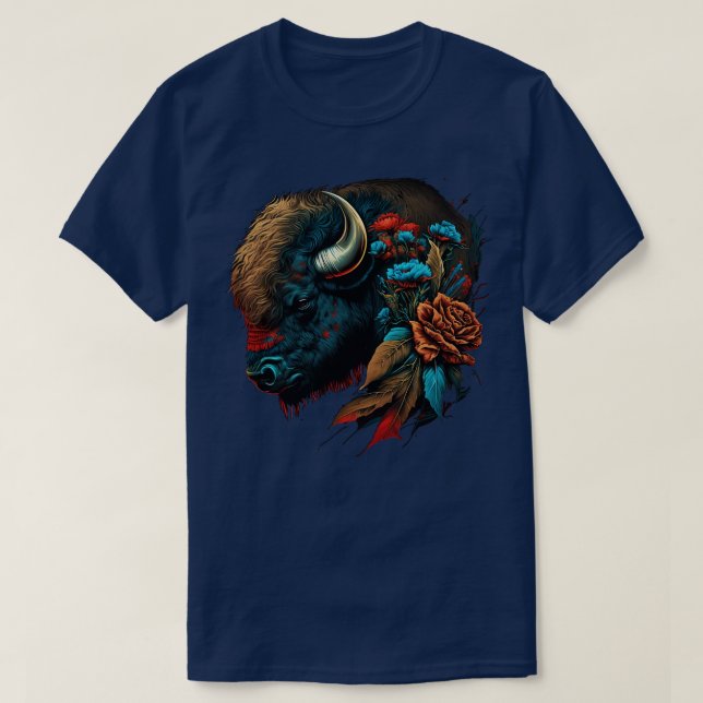 Camiseta Cute Floral Bison (Diseño del anverso)