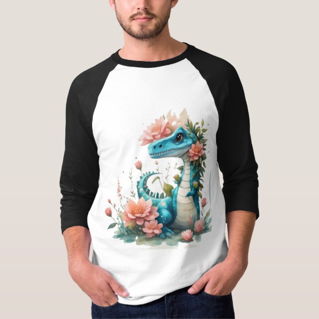 Camiseta Cute Floral dinosaurio (Anverso)