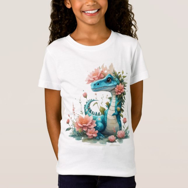 Camiseta Cute Floral dinosaurio (Anverso)
