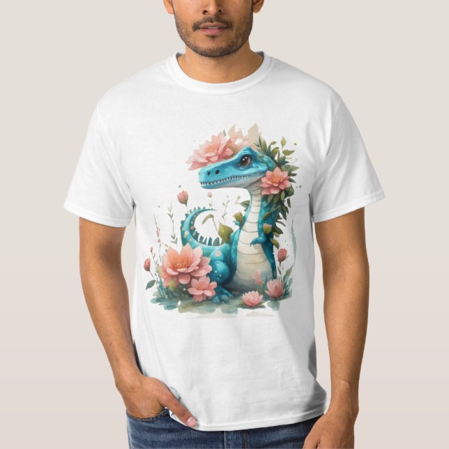 Camiseta Cute Floral dinosaurio (Anverso)