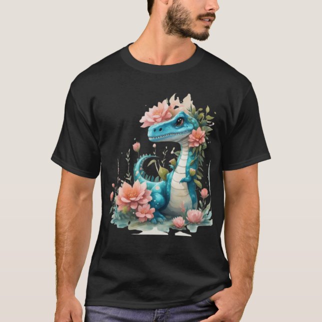 Camiseta Cute Floral dinosaurio (Anverso)