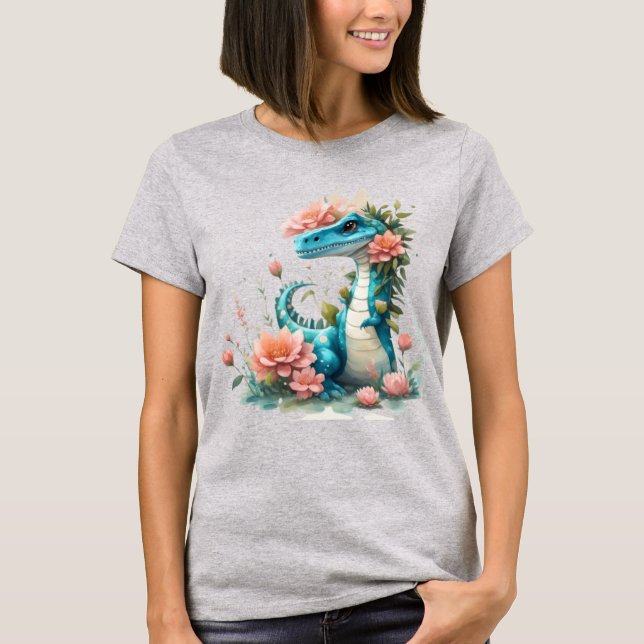 Camiseta Cute Floral dinosaurio (Anverso)