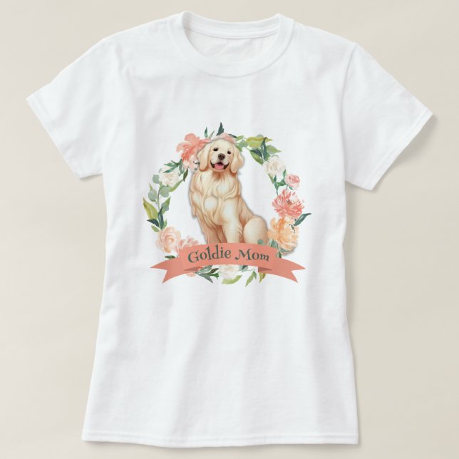 Camiseta Cute Floral Golden Retriever Mom (Diseño del anverso)