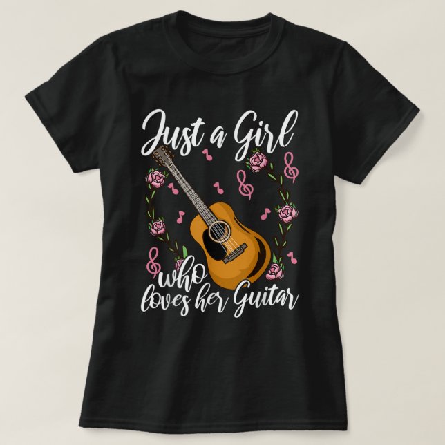 Camiseta Cute Floral Guitar Girl Design (Diseño del anverso)