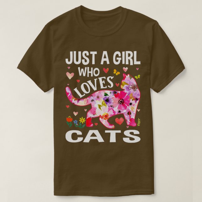 Camiseta Cute Floral Just A Girl Who Loves Cats Dog Lover  (Diseño del anverso)