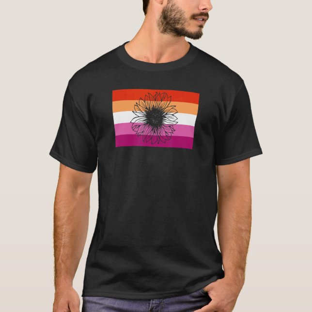 Camiseta Cute Floral Sunflower Gay Lesbiana Bandera del Org (Anverso)