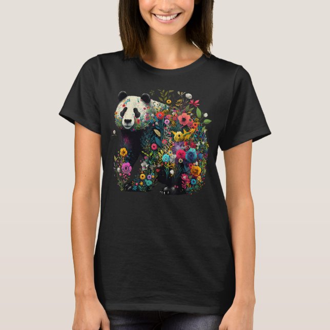 Camiseta Cute Flower Panda en Floral Panda de verano 1 (Anverso)