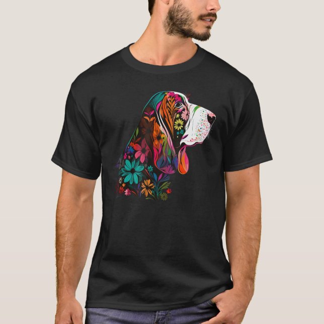 Camiseta Cute Flower summer Floral Basset Hound 3 (Anverso)