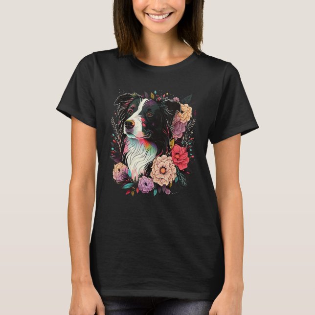 Camiseta Cute Flower summer Floral Border Collie 4 (Anverso)
