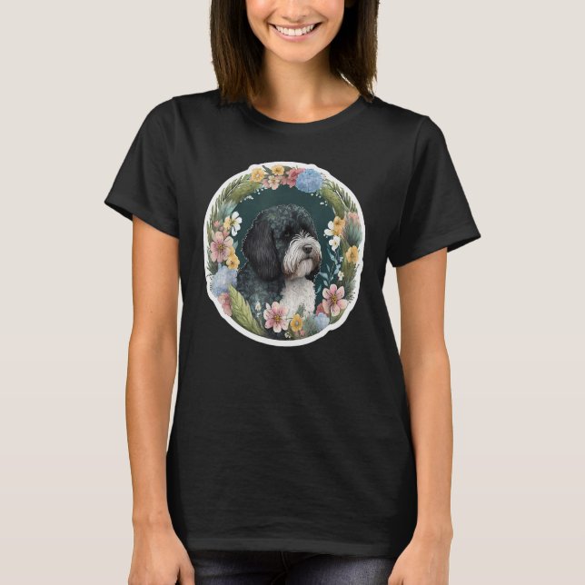 Camiseta Cute Flower summer Floral Portuguese Water Dog (Anverso)