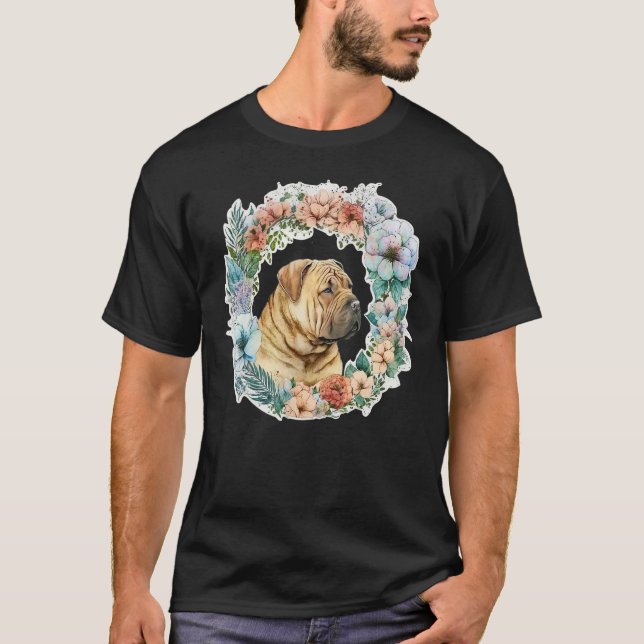 Camiseta Cute Flower summer Floral Shar Pei (Anverso)