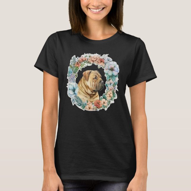 Camiseta Cute Flower summer Floral Shar Pei (Anverso)