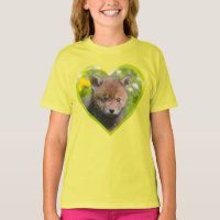 Cute Fluffy Red Fox Wild Baby Animal Photo heart -