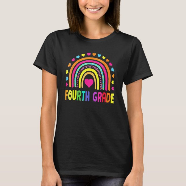 Camiseta Cute Fourth Grade Rainbow Girls Kids Teacher Team  (Anverso)