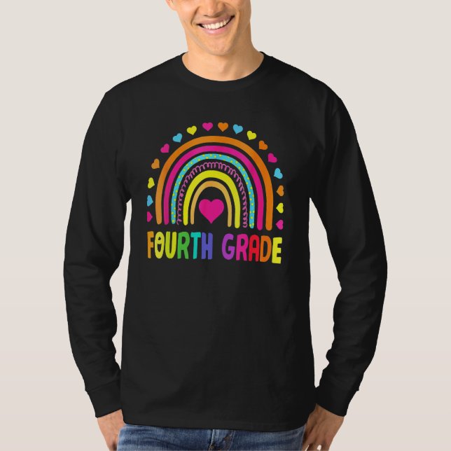 Camiseta Cute Fourth Grade Rainbow Girls Kids Teacher Team  (Anverso)