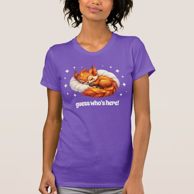 Camiseta Cute Fox Asleep in Starry Sky Baby Shower (Anverso)