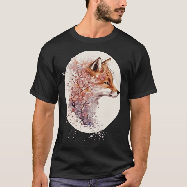 Camiseta Cute Fox Japanese Cherry Blossom Sakura (Anverso)