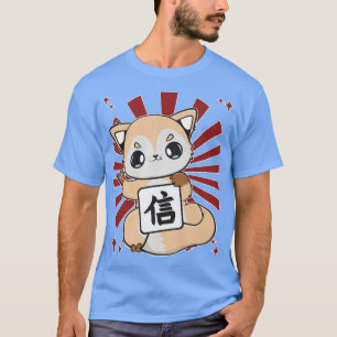 Camiseta Cute Fox With Believe Kanji And Japanese Aesthetic