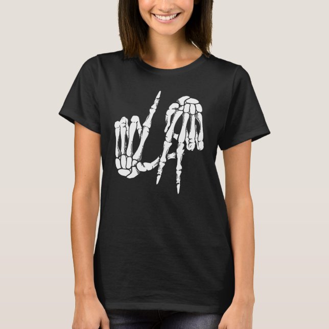 Camiseta Cute Freaky Los Angeles Rótulo Skeleton LA (Anverso)