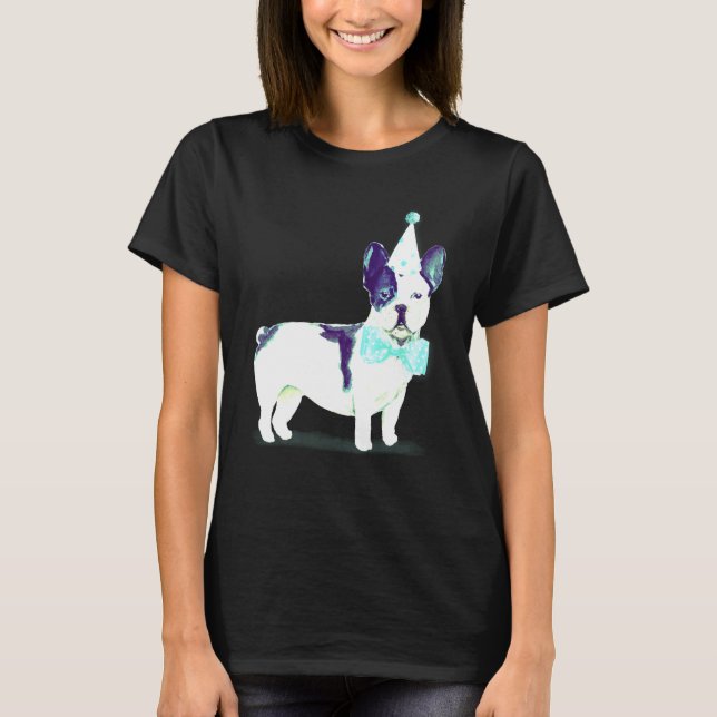 Camiseta Cute French Bulldog Black And White Pup Birthday C (Anverso)