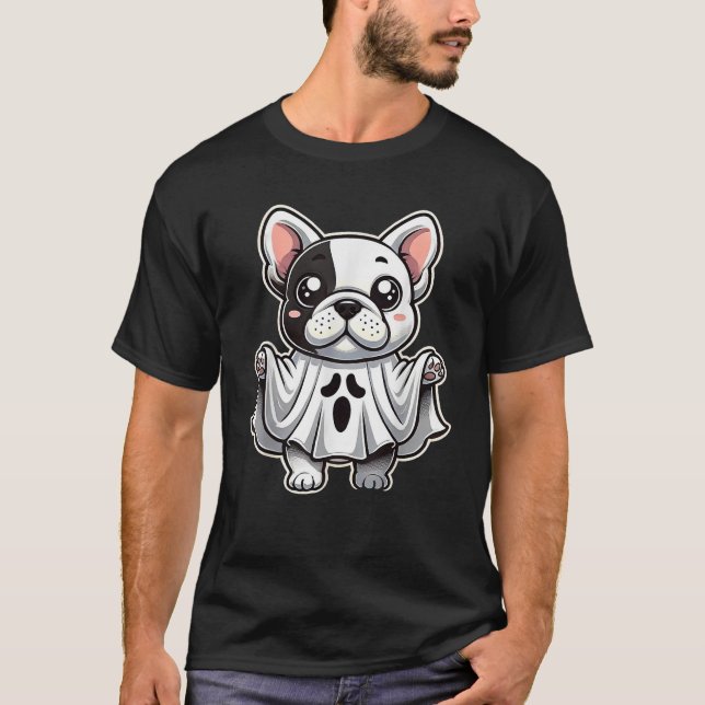 Camiseta Cute French Bulldog Ghost Costume Puppy Halloween  (Anverso)