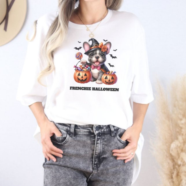 Camiseta Cute French Bulldog Halloween Candy Witch (Subido por el creador)