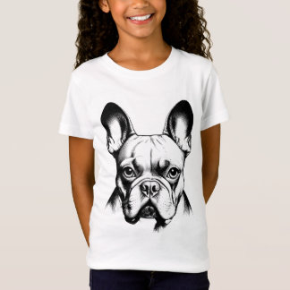 Camiseta Cute French Bulldog Pencil Sketch Girls