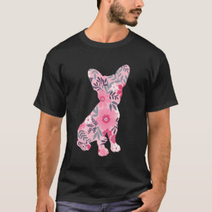 Camiseta Cute Frenchie Mom Flor Floral Silhouette Dog Bre