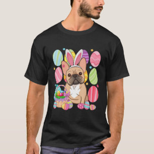 Camiseta Cute Frenchie Semana Santa Bunny Ear Colorido Huev
