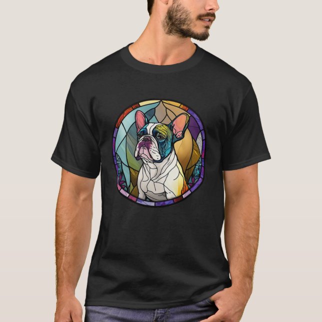 Camiseta Cute Frenchie Stained Glass Window French Bulldog (Anverso)