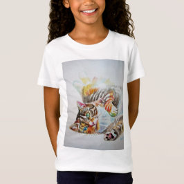 Camiseta Cute Frisky Tabby Gatos Chicas de arte T Shirt