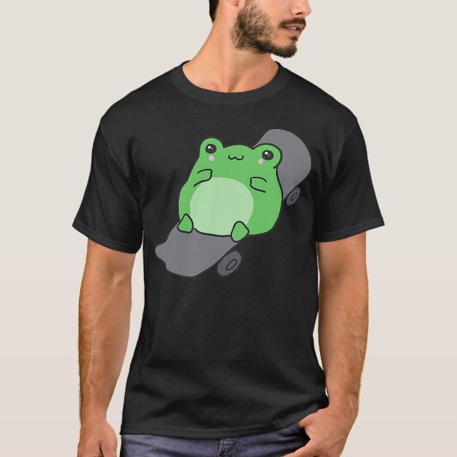 Camiseta Cute Frog and Skateboard Kawaii Aesthetic Frog (Anverso)