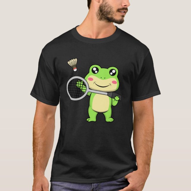 Camiseta Cute Frog Badminton Hobby Sports Shuttlecock (Anverso)