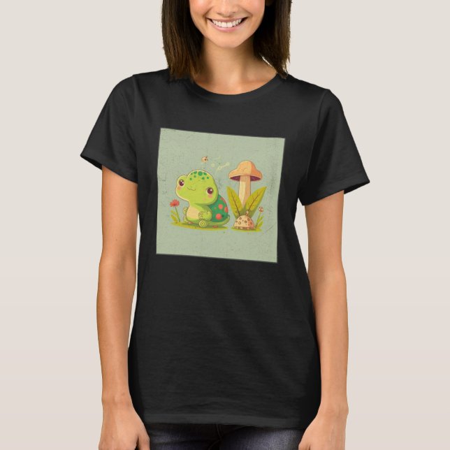 Camiseta Cute Frog Snail Illustration Shell Friends Women K (Anverso)