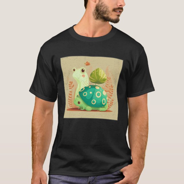Camiseta Cute Frog Snail Illustration Shell Friends Women K (Anverso)