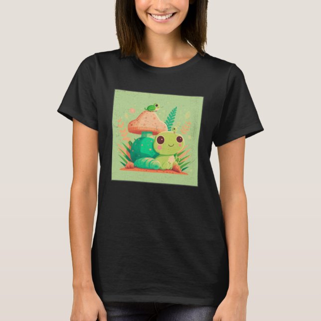Camiseta Cute Frog Snail Illustration Shell Friends Women K (Anverso)