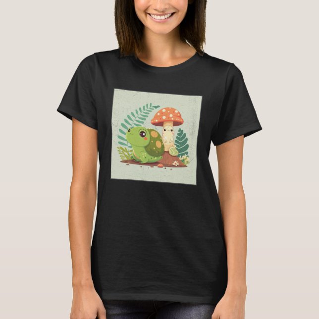 Camiseta Cute Frog Snail Illustration Shell Friends Women K (Anverso)