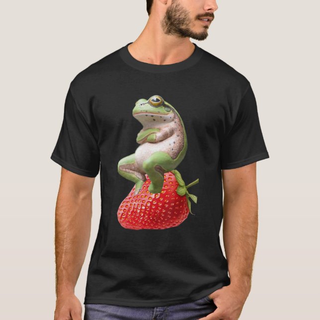 Camiseta Cute Frog With A Strawberry  Animal (Anverso)