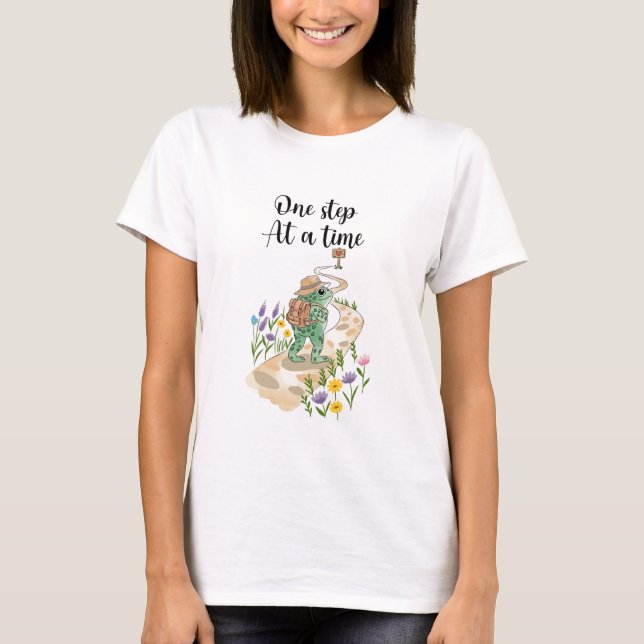 Camiseta Cute Frog with Backpack One Step at a Time (Anverso)