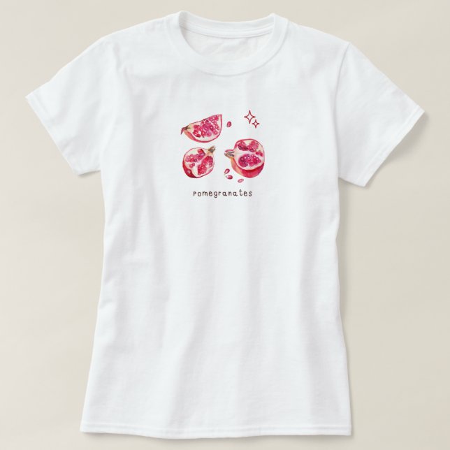 Camiseta Cute fruit aesthetic pomegranate pink  (Diseño del anverso)