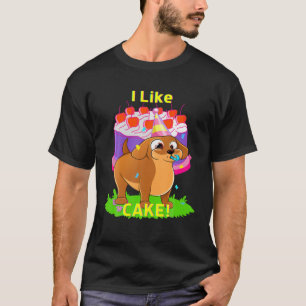 CAMISETA CUTE FUNNY CASUAL DACHSHUND ME GUSTA CAKE HUMOROUS