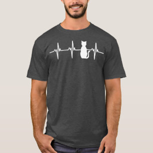 Camiseta Cute Funny Cat Heartbeat Silhouette Design for Cat